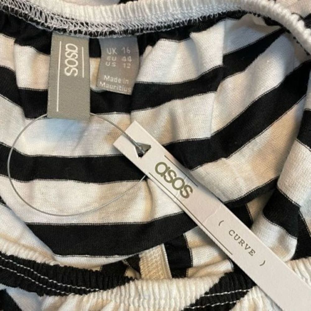 ASOS Design Bandeau Maxi Dress Black and White Stripe Size 12 NWT - Picture 7 of 9